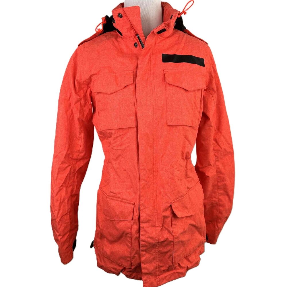 Nike Orange Hooded Zipper Flap Pockets Utility Jacket Size Small